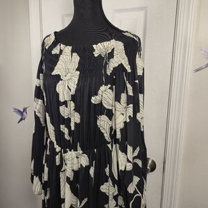 NWT H&M Smocked Off-Shoulder Floral Maxi Dress Size L